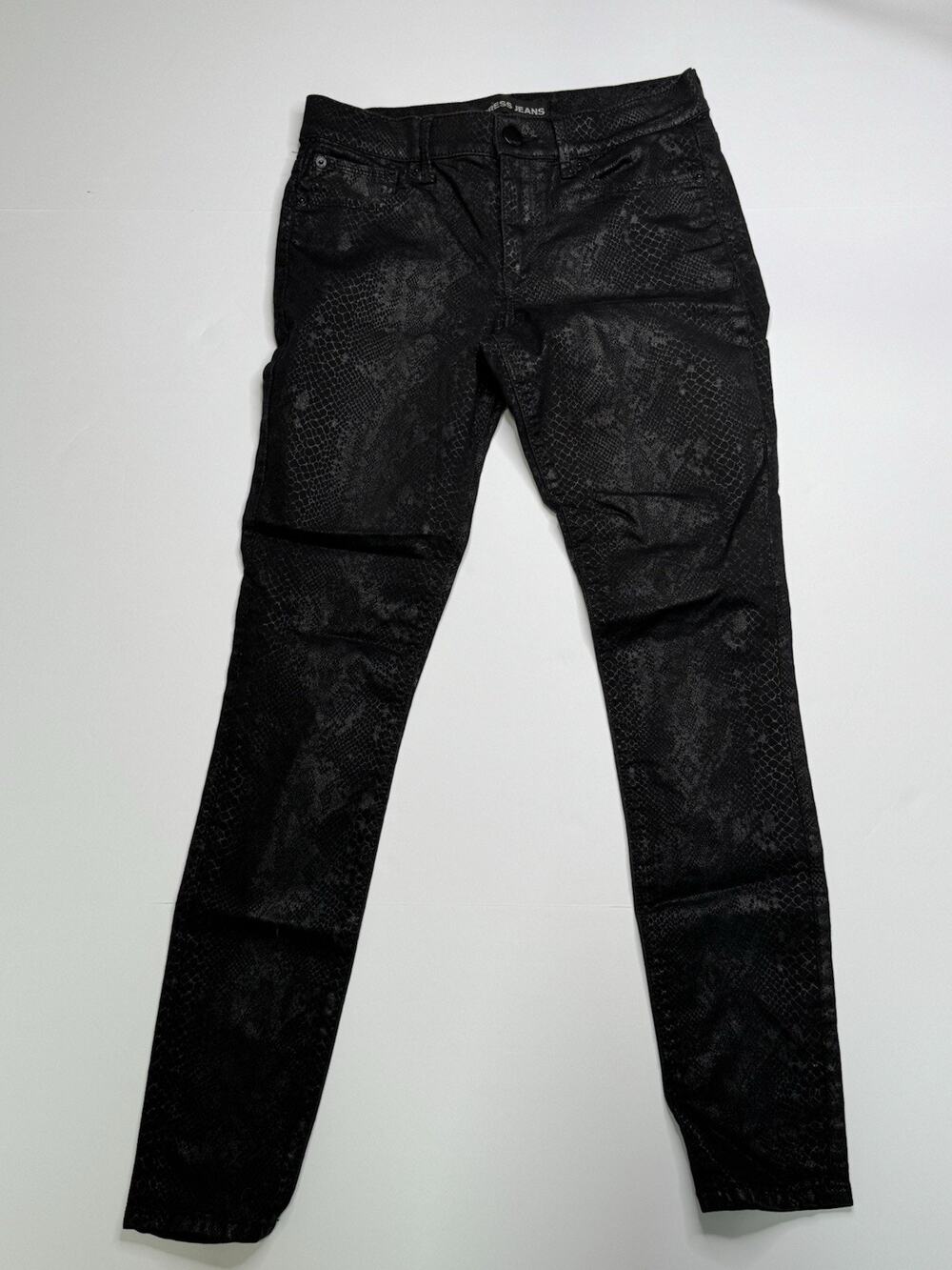 Express Mia Women’s 6R Black Gold Snakeskin Metallic Mid Rise Skinny Jeans